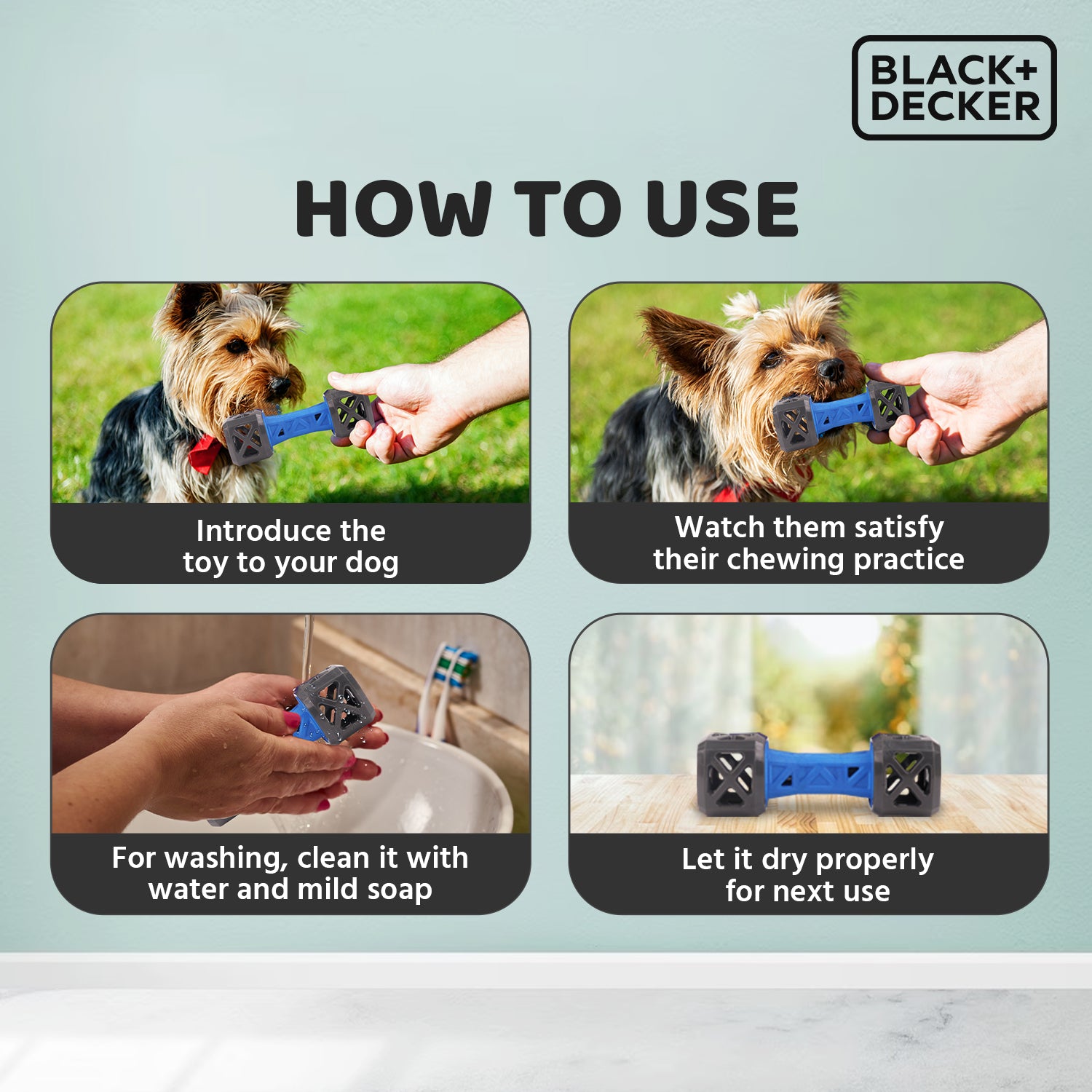 Black Decker Treat Leak Floatable Dumbbell Interactive Toy For Dog