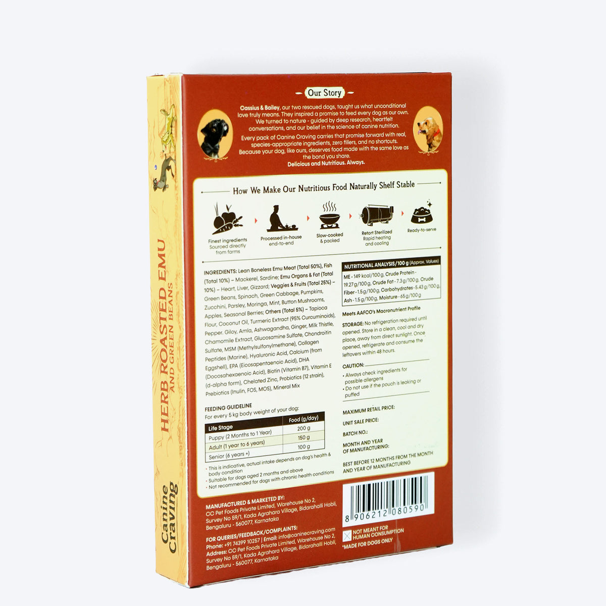 Canine Craving Herb Roasted Emu And Green Beans Grain Free Dog Wet Food
