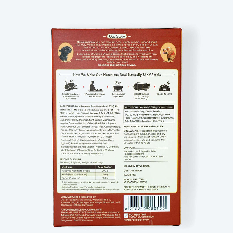 Canine Craving Herb Roasted Emu And Green Beans Grain Free Dog Wet Food