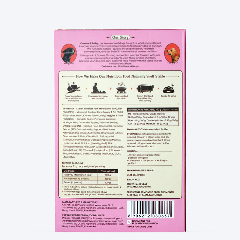 Canine Craving Pulled Pork And Spinach Grain Free Dog Wet Food