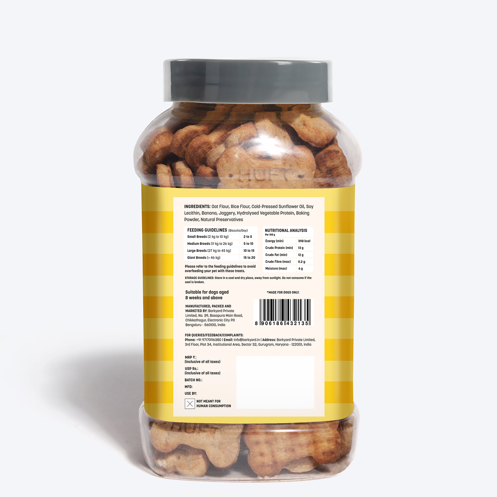 HUFT YIMT Banana & Oats Gluten-Free Dog Biscuits - Heads Up For Tails
