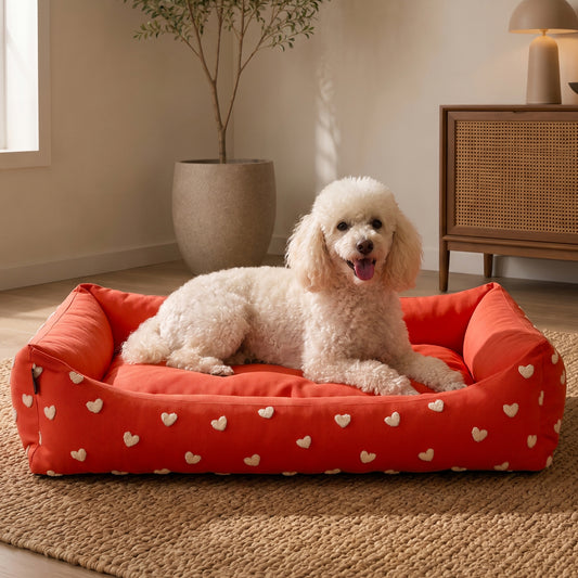 HUFT Sweethearts Lounger Bed For Dog - Red