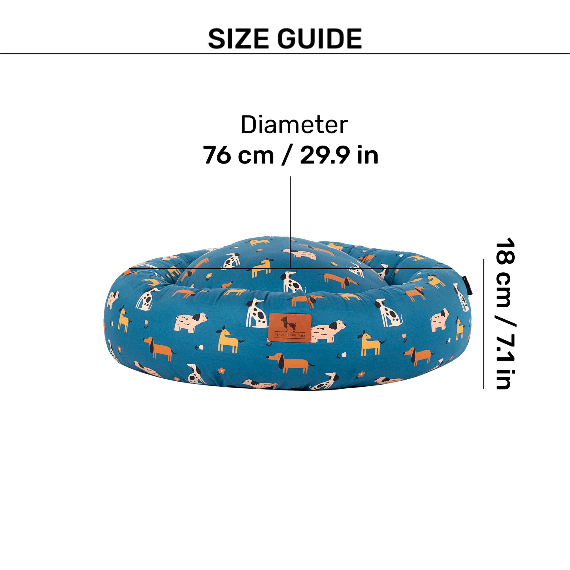 HUFT Bark & Bloom Donut Bed For Dog - Blue - Heads Up For Tails