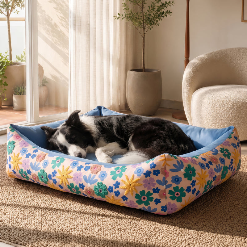 HUFT Bloomscape Lounger Bed For Dog - Blue