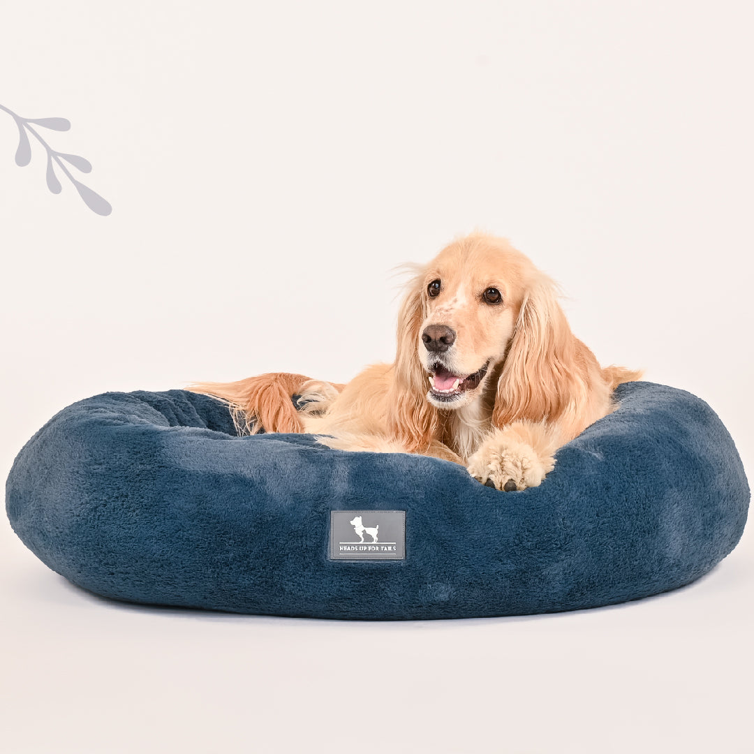 HUFT Furry Donut Pet Bed - Navy Blue - Heads Up For Tails