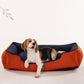 HUFT Classic Lounger Dog Bed - Navy & Rust - Heads Up For Tails