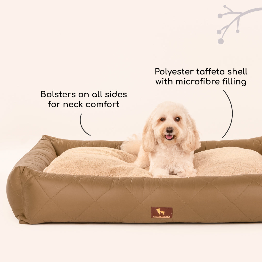 HUFT Fluff & Puff Quilted Lounger Dog Bed - Olive Green - Heads Up For Tails