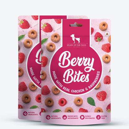 HUFT Berry Bites Made With Real Chicken & Raspberries Treat For Dogs - 140 g - Heads Up For Tails