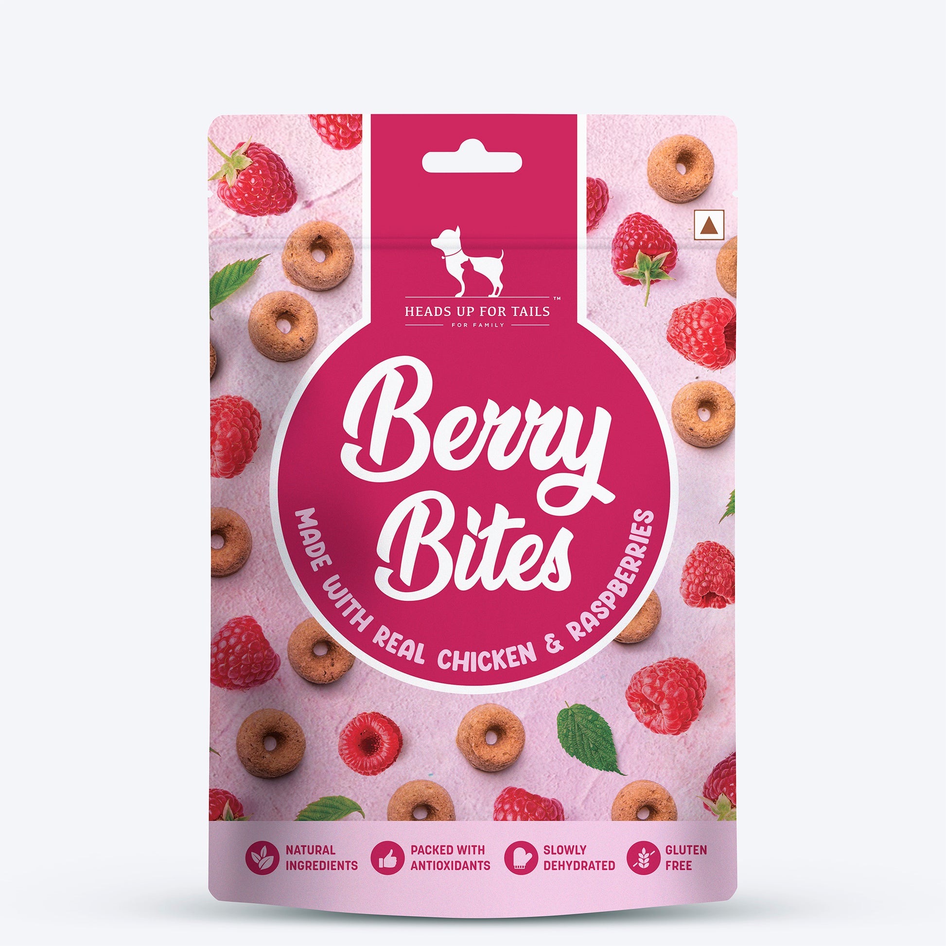 HUFT Berry Bites Made With Real Chicken & Raspberries Treat For Dogs - 140 g - Heads Up For Tails