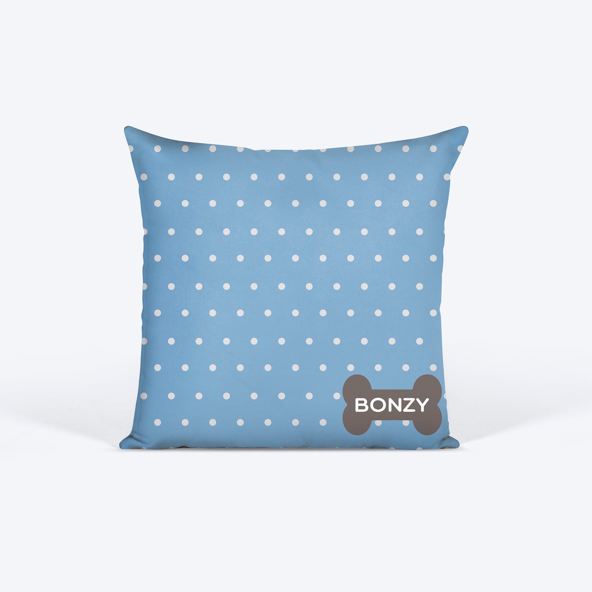 HUFT Blue Polka Dot Personalised Cushion - 12 inches (30 x 30 cm) - Heads Up For Tails