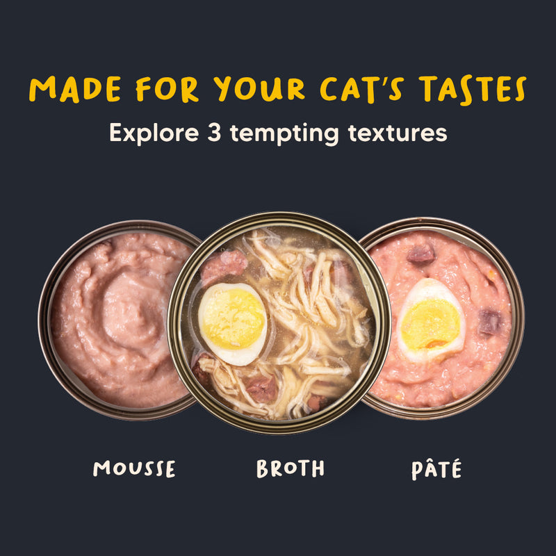 Meowsi by HUFT Chicken Breast with Quail Egg in Broth, 80 gm, grain-free, with vitamins and minerals.