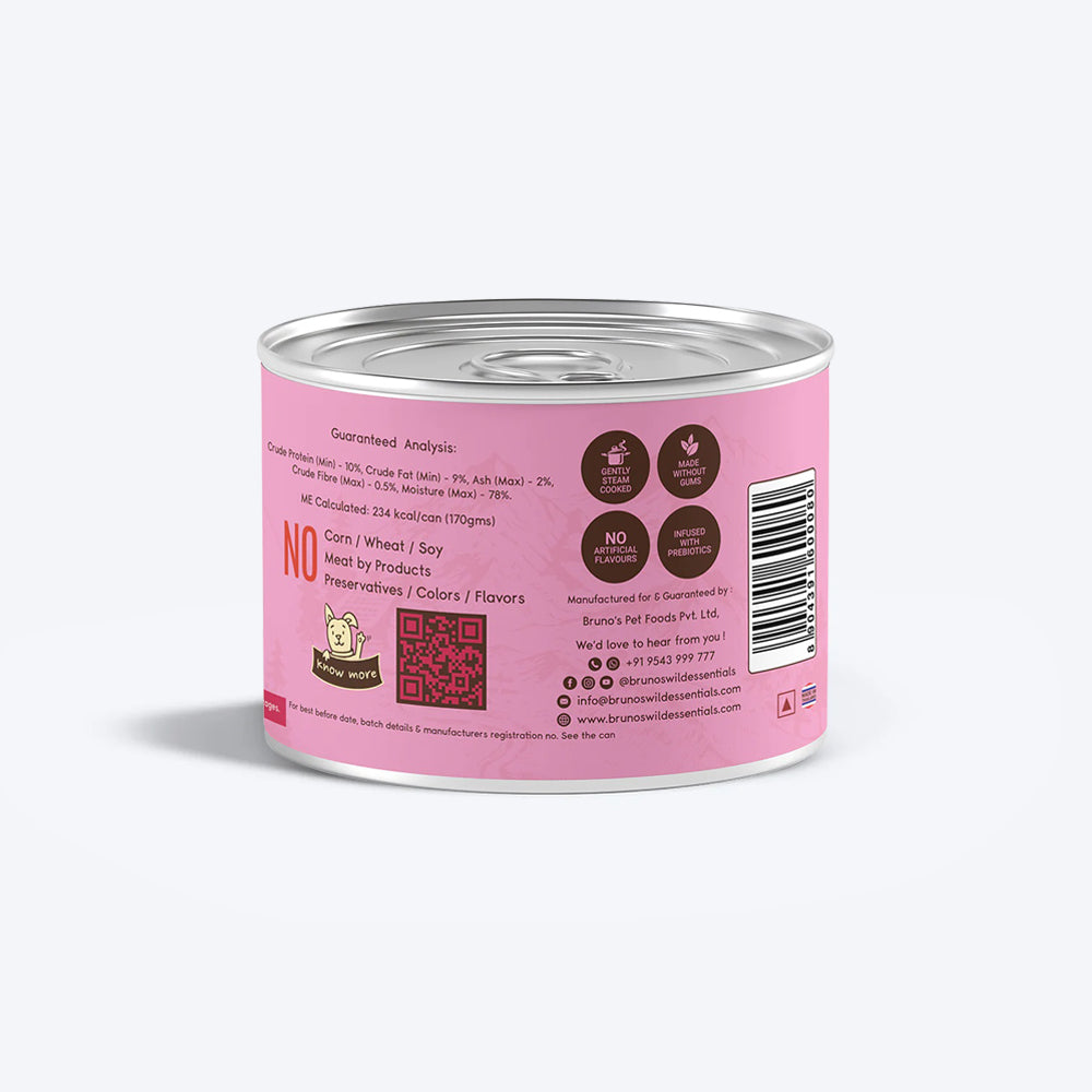 Bruno's Wild Essentials Lamb & Lamb Heart With Vegetables In Gravy Wet Dog Food - 170 g - Heads Up For Tails