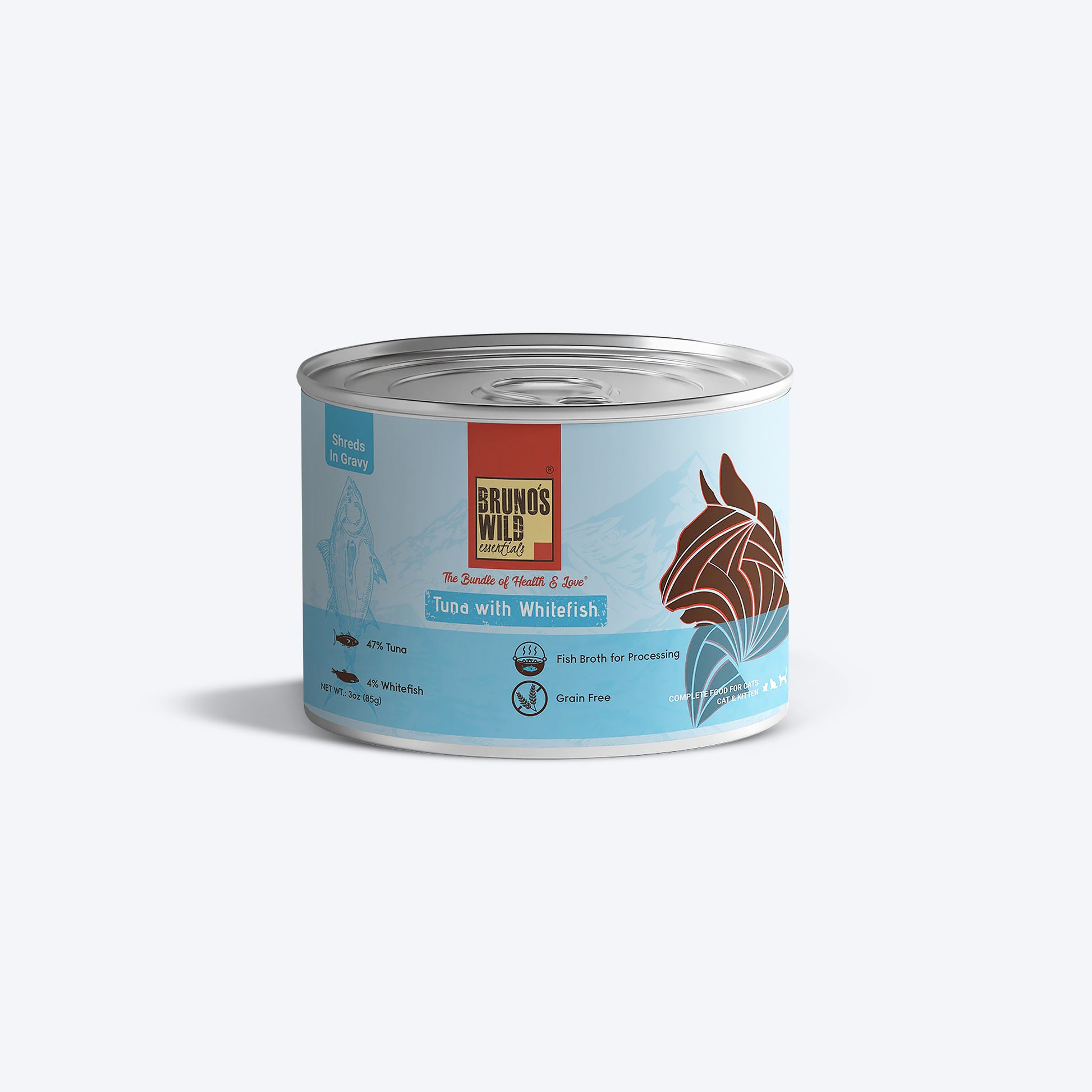 Bruno's Wild Essentials Tuna With Whitefish In Gravy Wet Cat Food - 85 g_01