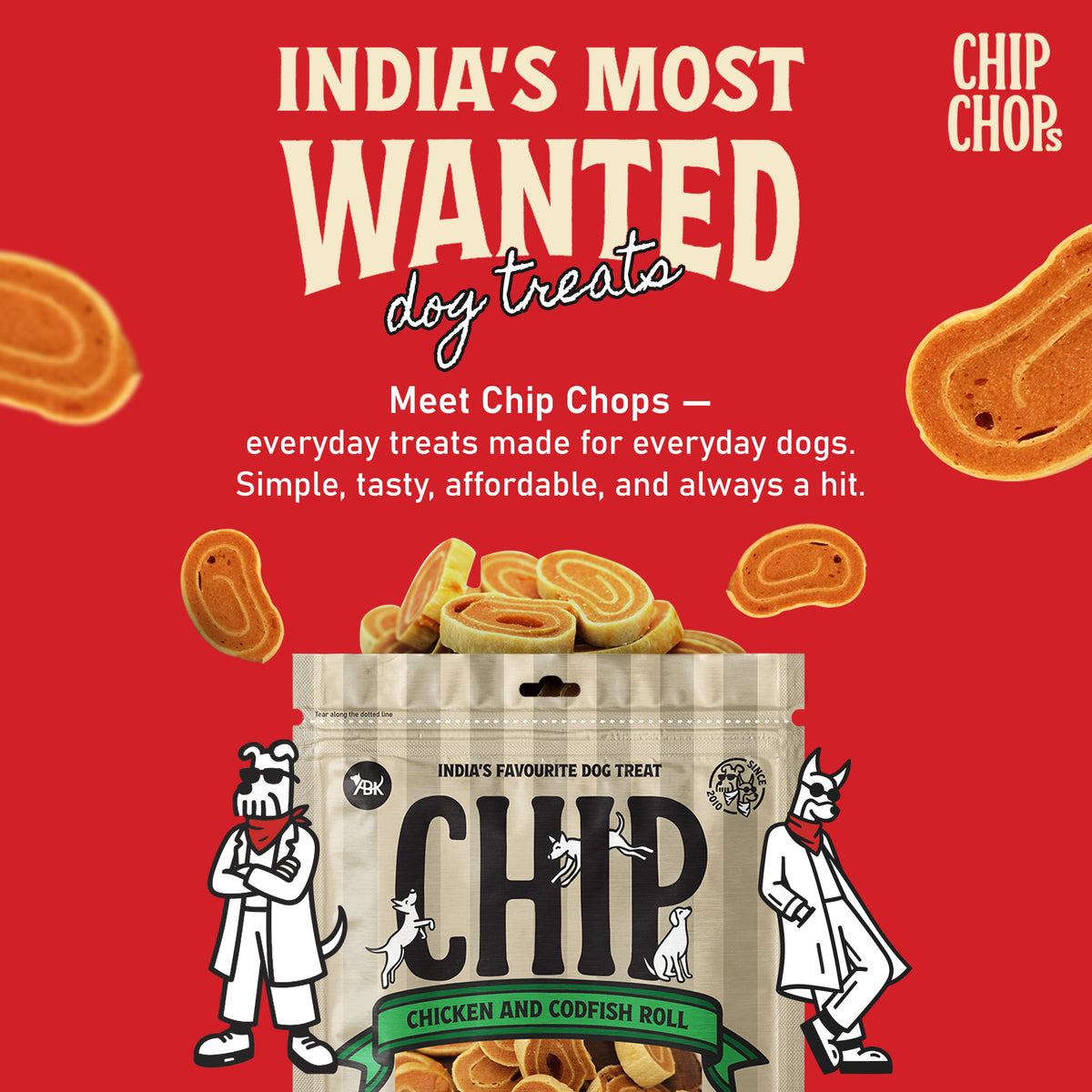 Chip Chops Chicken & Codfish Roll Treats For Dog - 70 g
