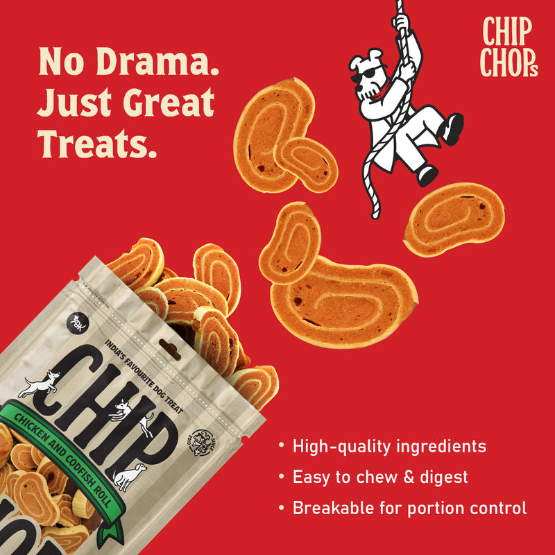 Chip Chops Chicken & Codfish Roll Treats For Dog - 70 g