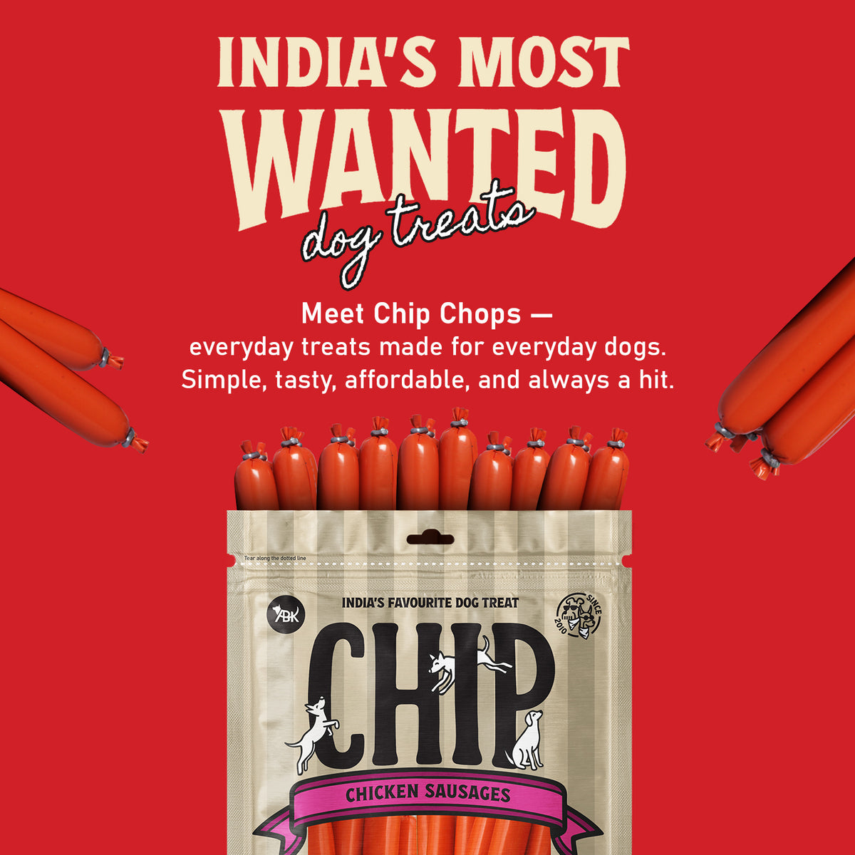 Chip Chops Devilled Chicken Sausage Treats For Dog - 70 g