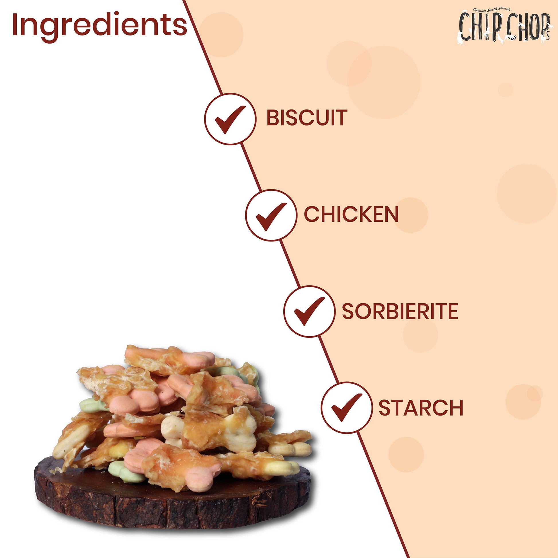 Chip Chops Dog Treats - Biscuit Twined with Chicken - 70 g - Heads Up For Tails