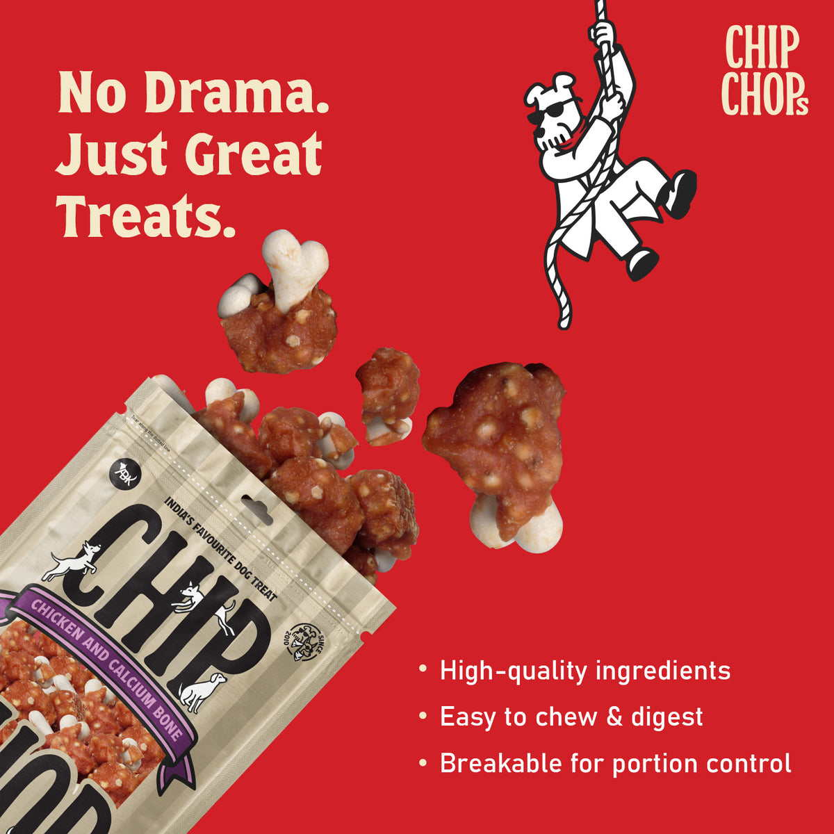 Chip Chops Chicken & Calcium Bone Treats For Dog - 70 g