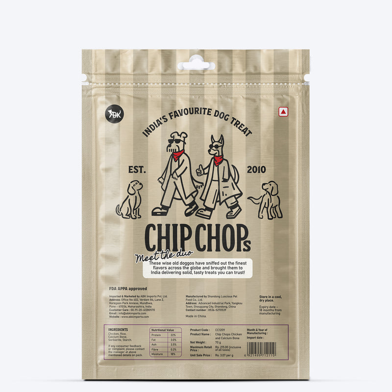 Chip Chops Chicken & Calcium Bone Treats For Dog - 70 g