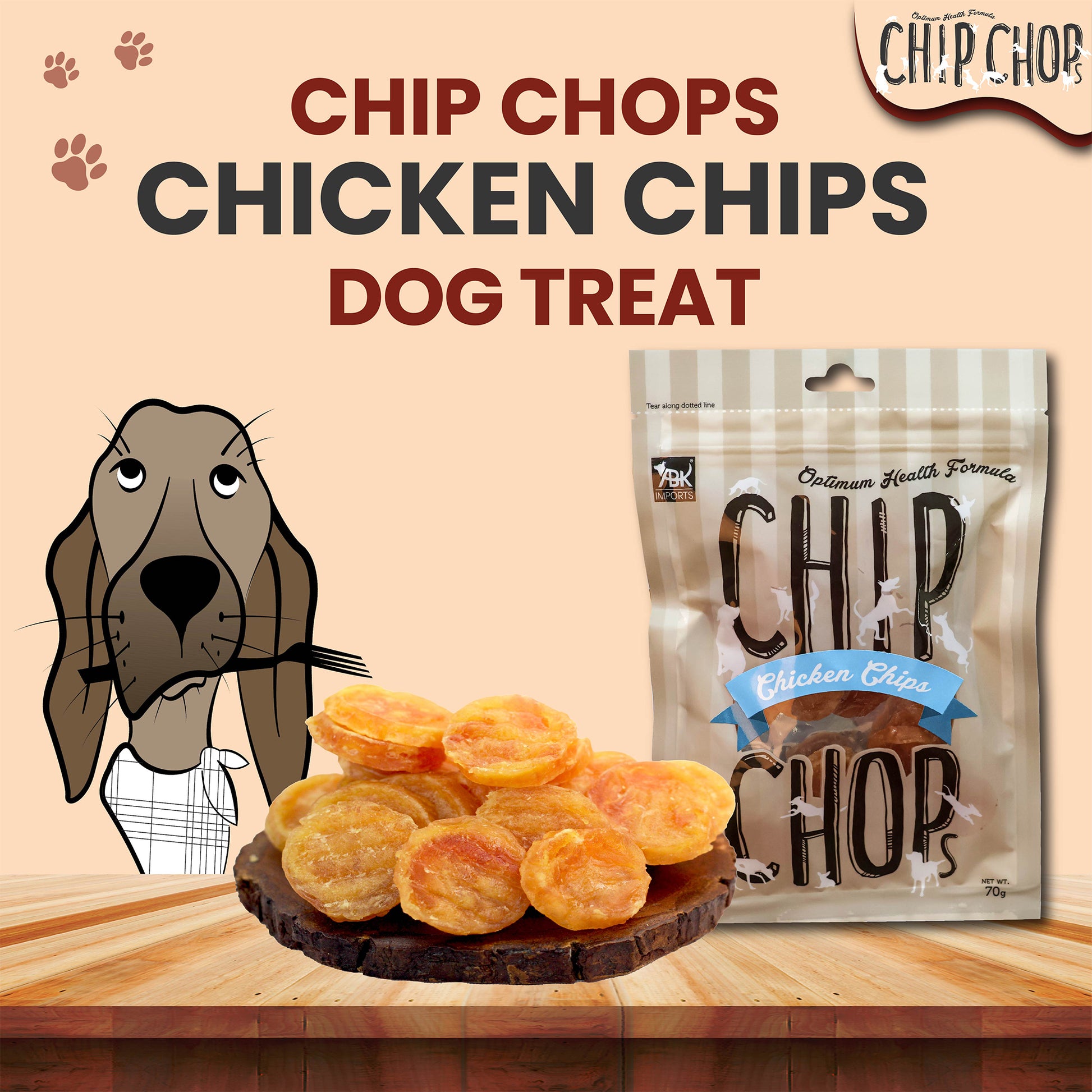 Chip Chops Dog Treats - Chicken Chips - 70 g - Heads Up For Tails