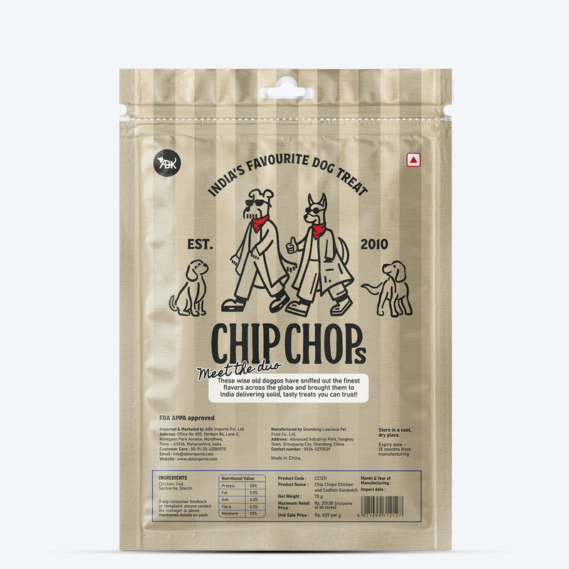 Chip Chops Chicken & Codfish Sandwich Treats For Dog