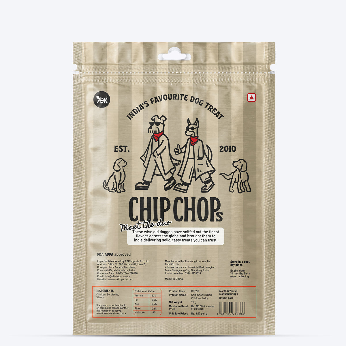 Chip Chops Sun Dried Chicken Jerky Treats For Dog