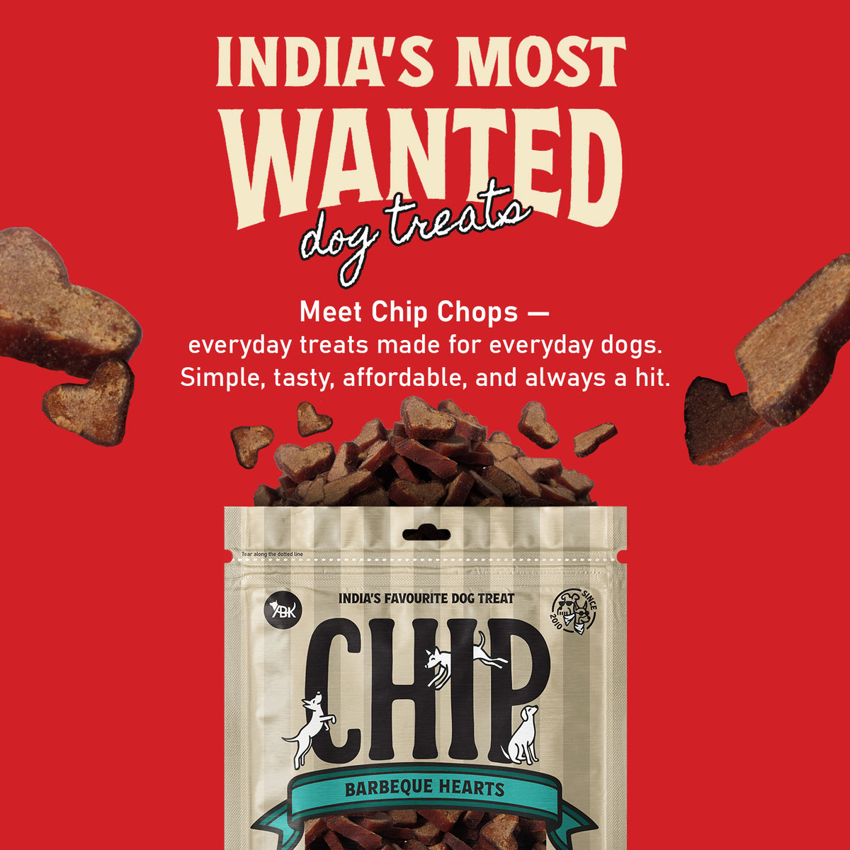 Chip Chops Barbeque Hearts Treats For Dog - 70 g