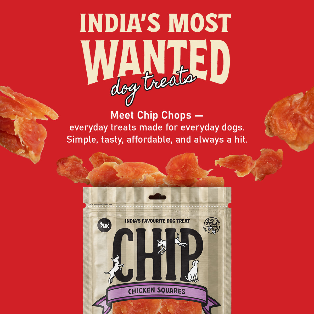 Chip Chops Chicken Square Treats For Dog - 70 g