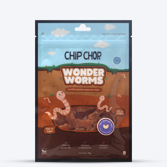 Chip Chops Wonder Worms Mini Chicken Bones With Real Mealworms Dog Treats - 70g - Heads Up For Tails