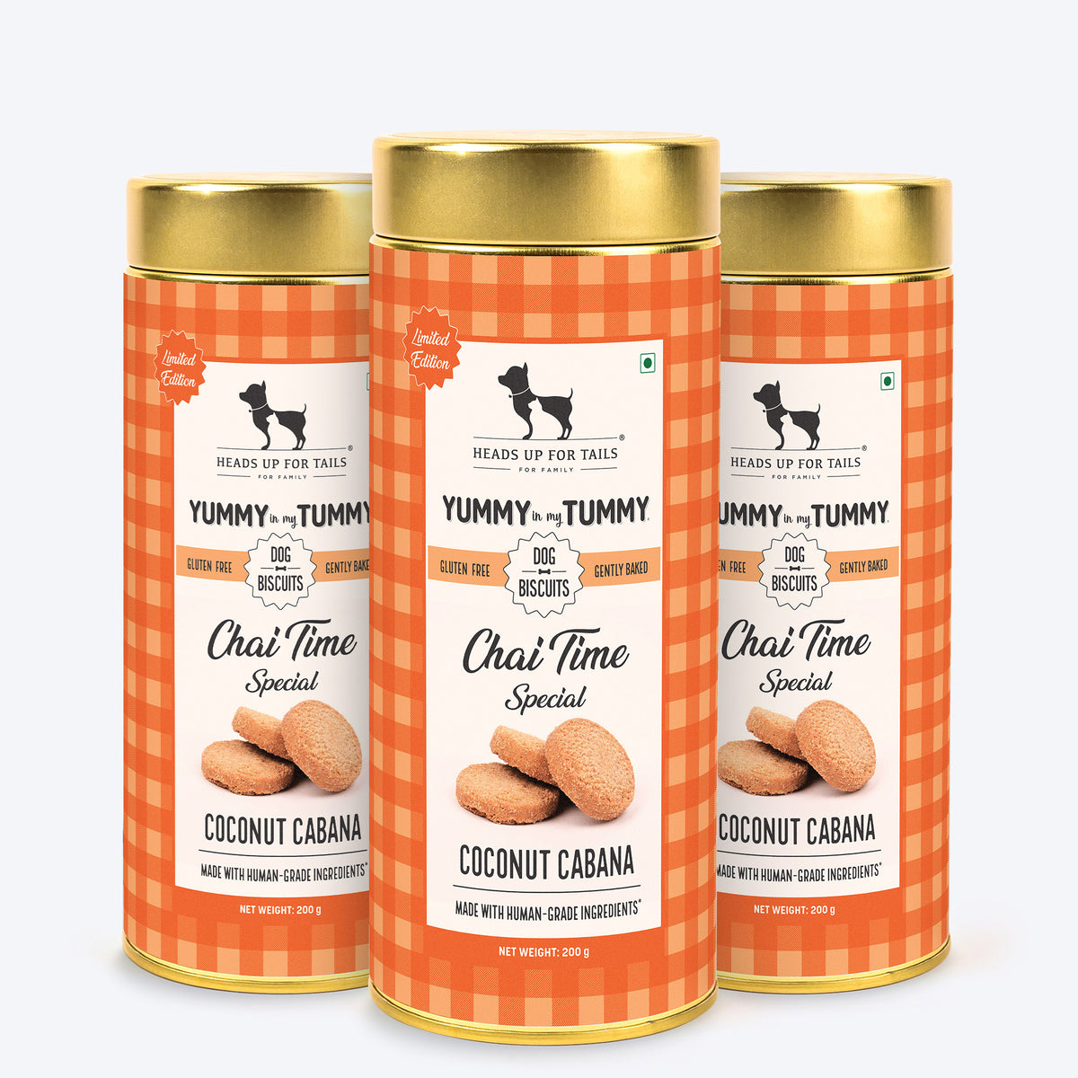 HUFT Yummy In My Tummy Chai Time Special Coconut Cabana Dog Biscuits - 200 gm - Heads Up For Tails