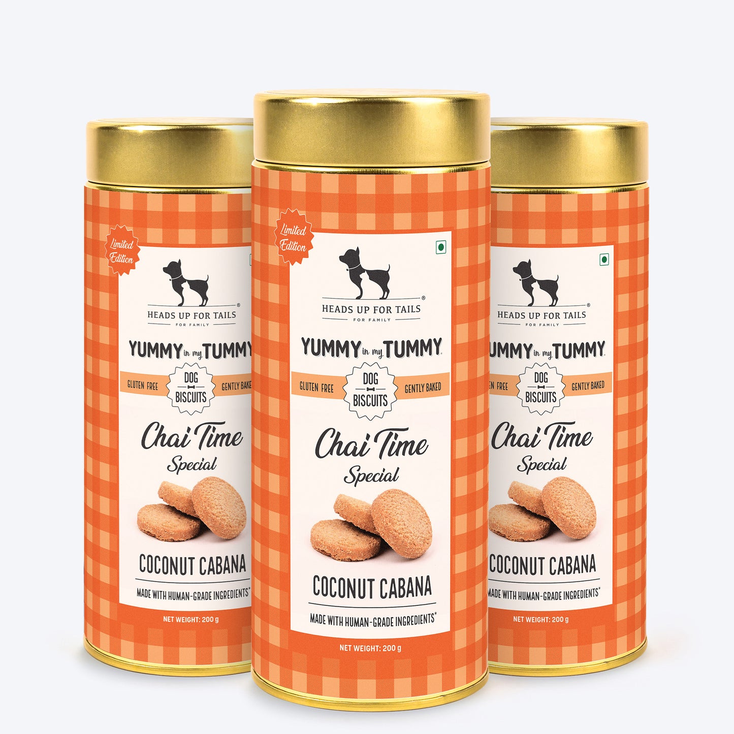 HUFT Yummy In My Tummy Chai Time Special Coconut Cabana Dog Biscuits - 200 gm - Heads Up For Tails