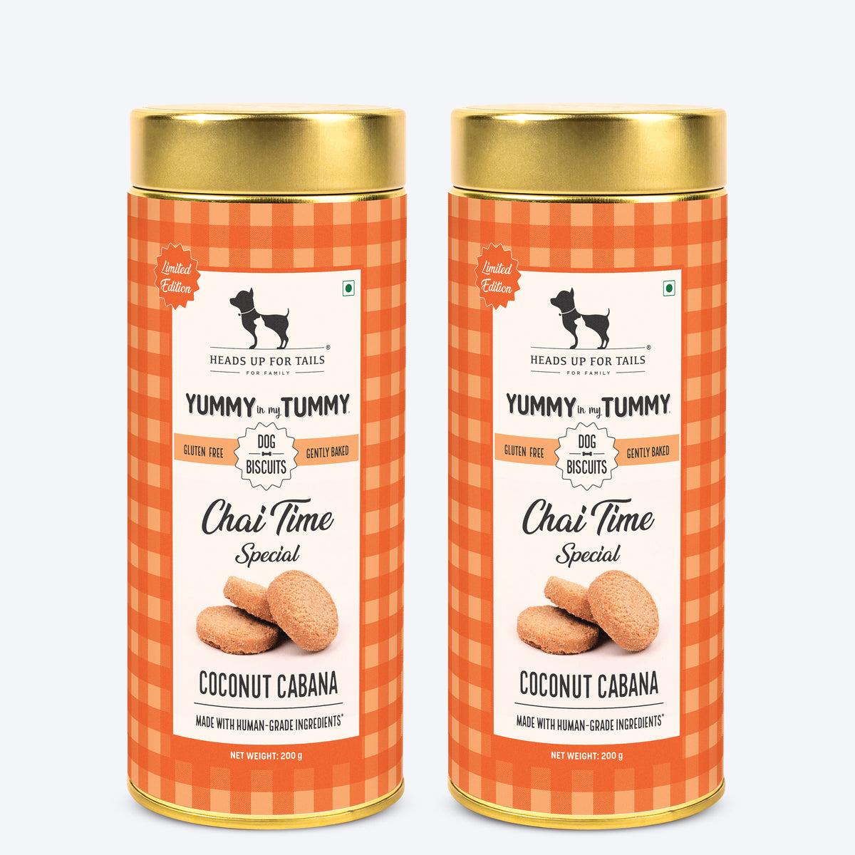 Heads Up for Tails Chai Time Special Coconut Cabana dog biscuits, gluten-free, 200 gm, limited edition, gently baked