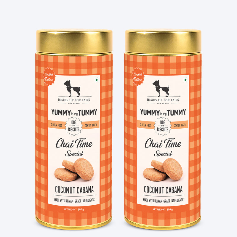 Heads Up for Tails Chai Time Special Coconut Cabana dog biscuits, gluten-free, 200 gm, limited edition, gently baked