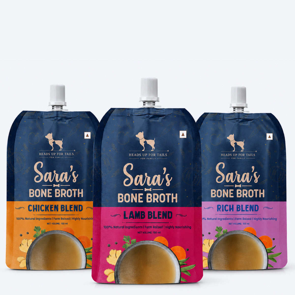 Sara's Bone Broth Trial Pack - 450 g (150 g Each)