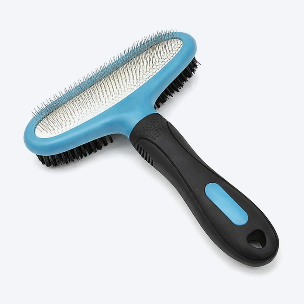M-Pets Double-Sided Slicker Brush for Dogs and Cats -15x17 cm