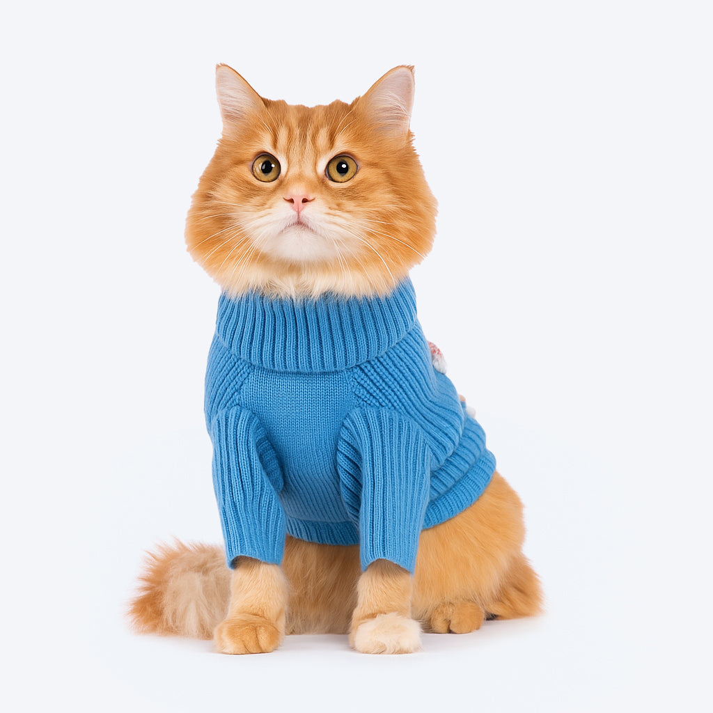 HUFT Frosty Flowers Sweater For Cat - Blue