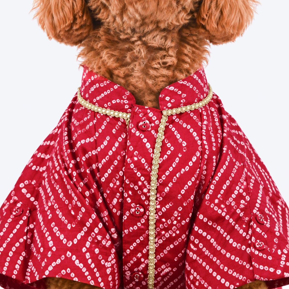 HUFT Royal Bandhani Kurta For Dog - Red