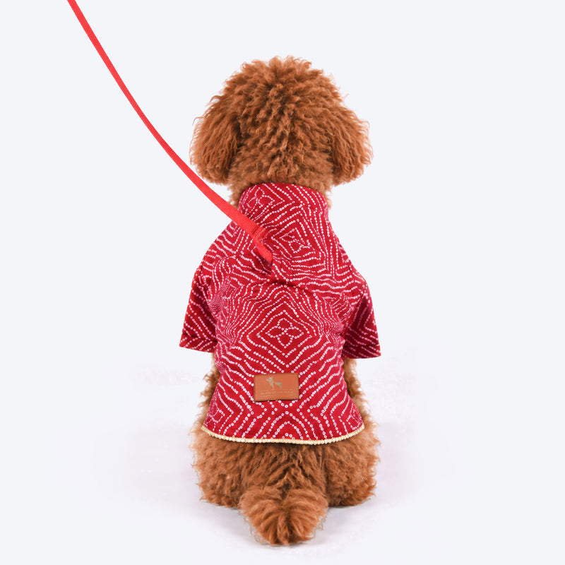 HUFT Royal Bandhani Kurta For Dog - Red