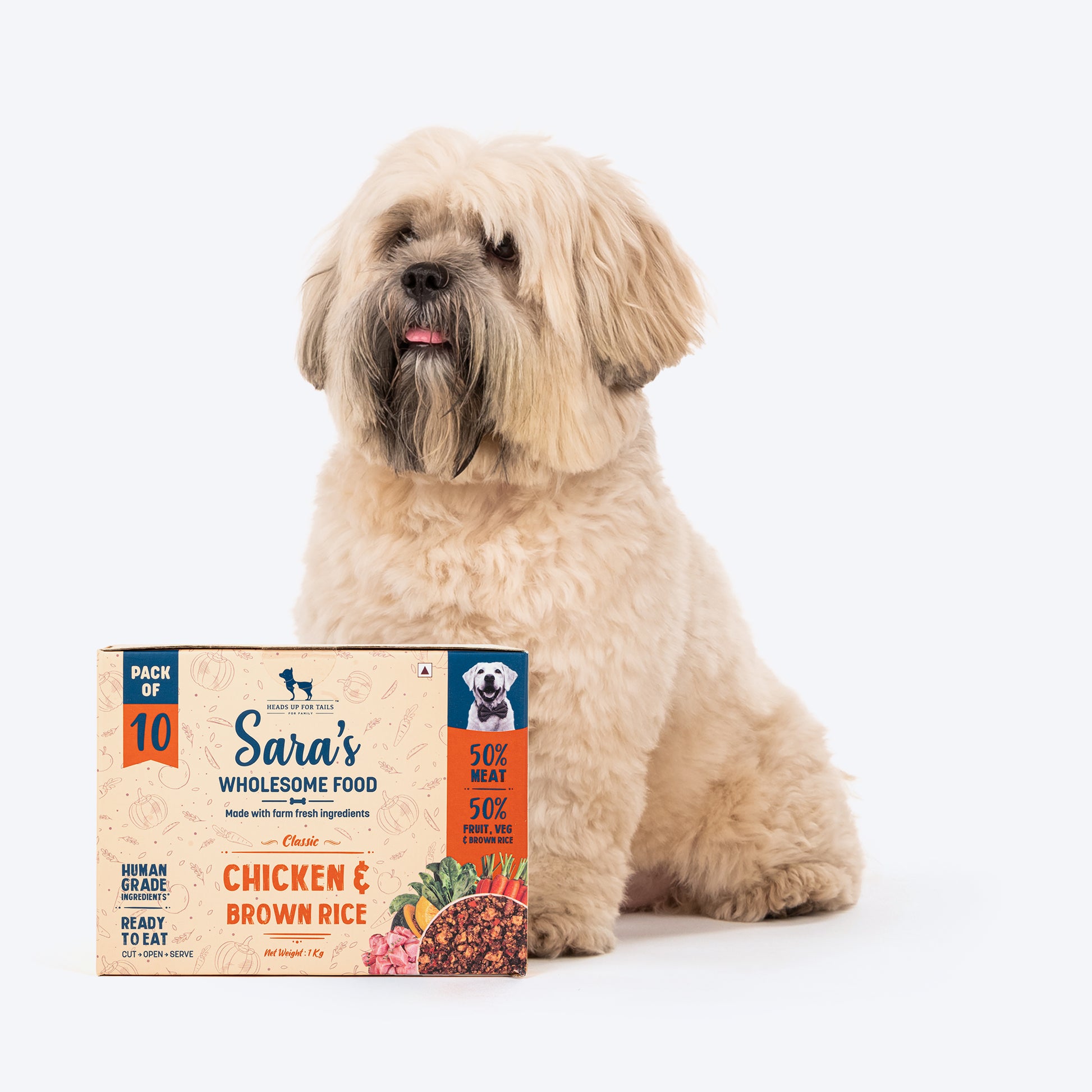 HUFT Sara's Wholesome Food - Classic Chicken And Brown Rice Dog Food - Pack of (10 X 100g) - Heads Up For Tails