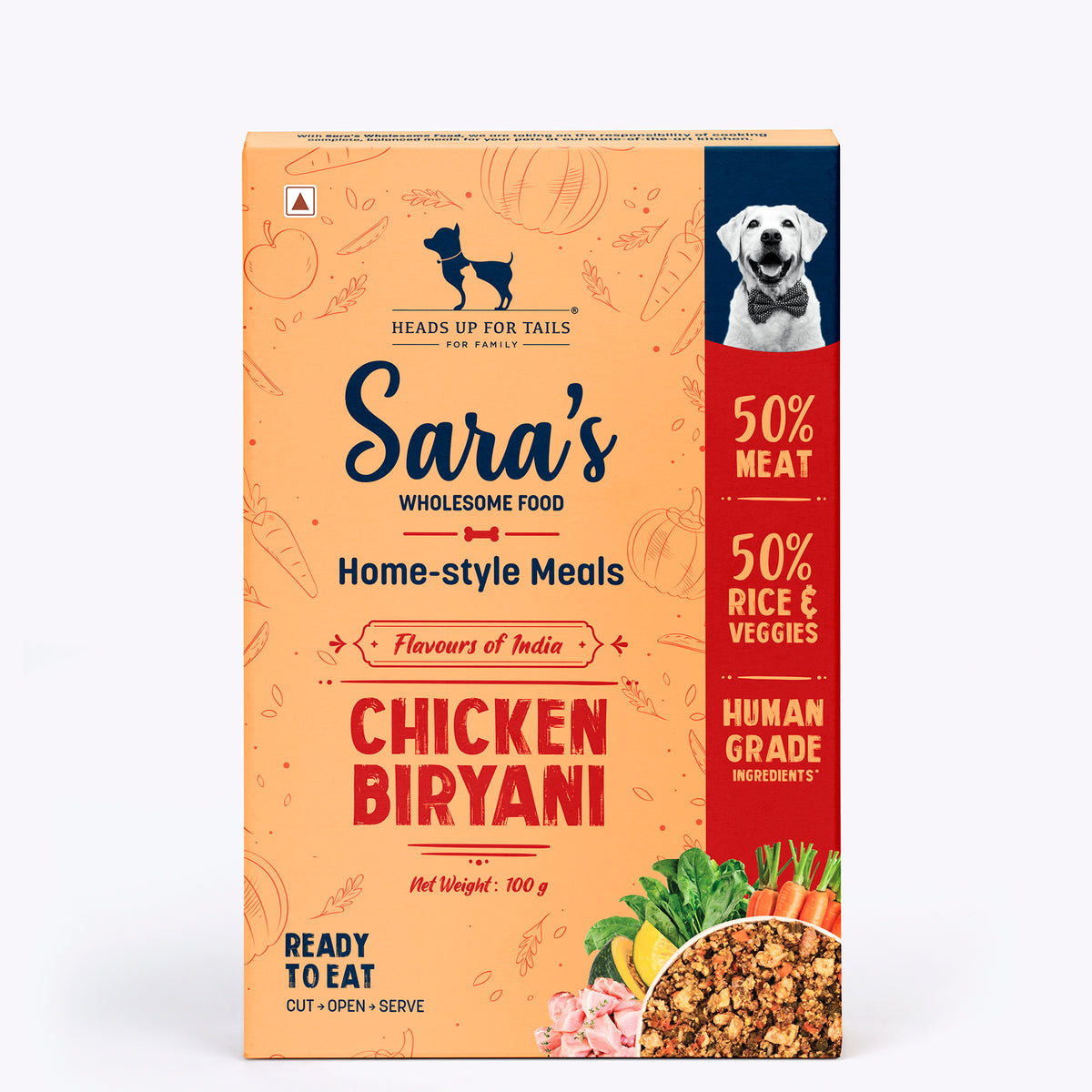 Sara's Wholesome Chicken Biryani Fresh Dog Food, Human-Grade, Preservative-Free, Ready-to-Eat
