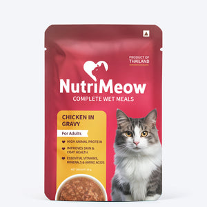 NutriMeow Chicken In Gravy Wet Food For Adult Cat - 80 gm - Heads Up For Tails