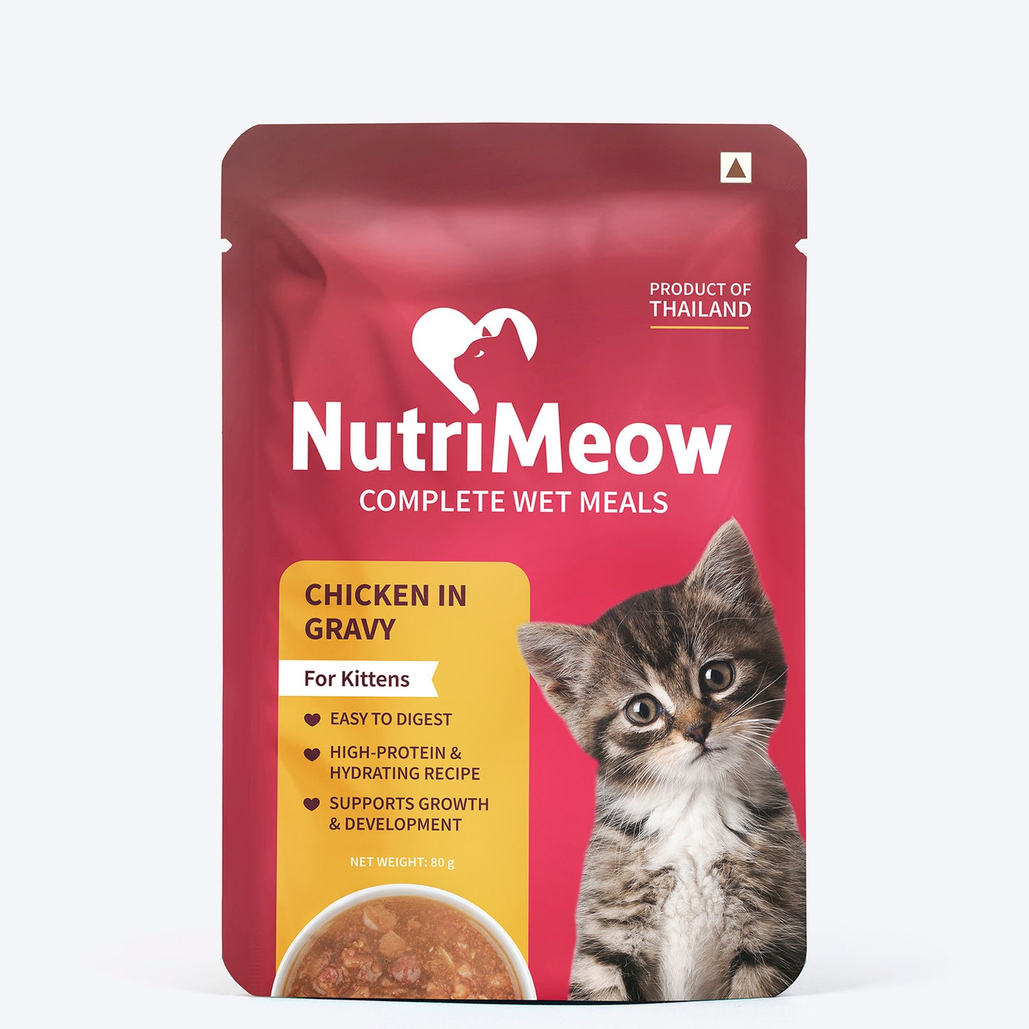 NutriMeow Chicken in Gravy Wet Food For Kitten - 80 gm - Heads Up For Tails