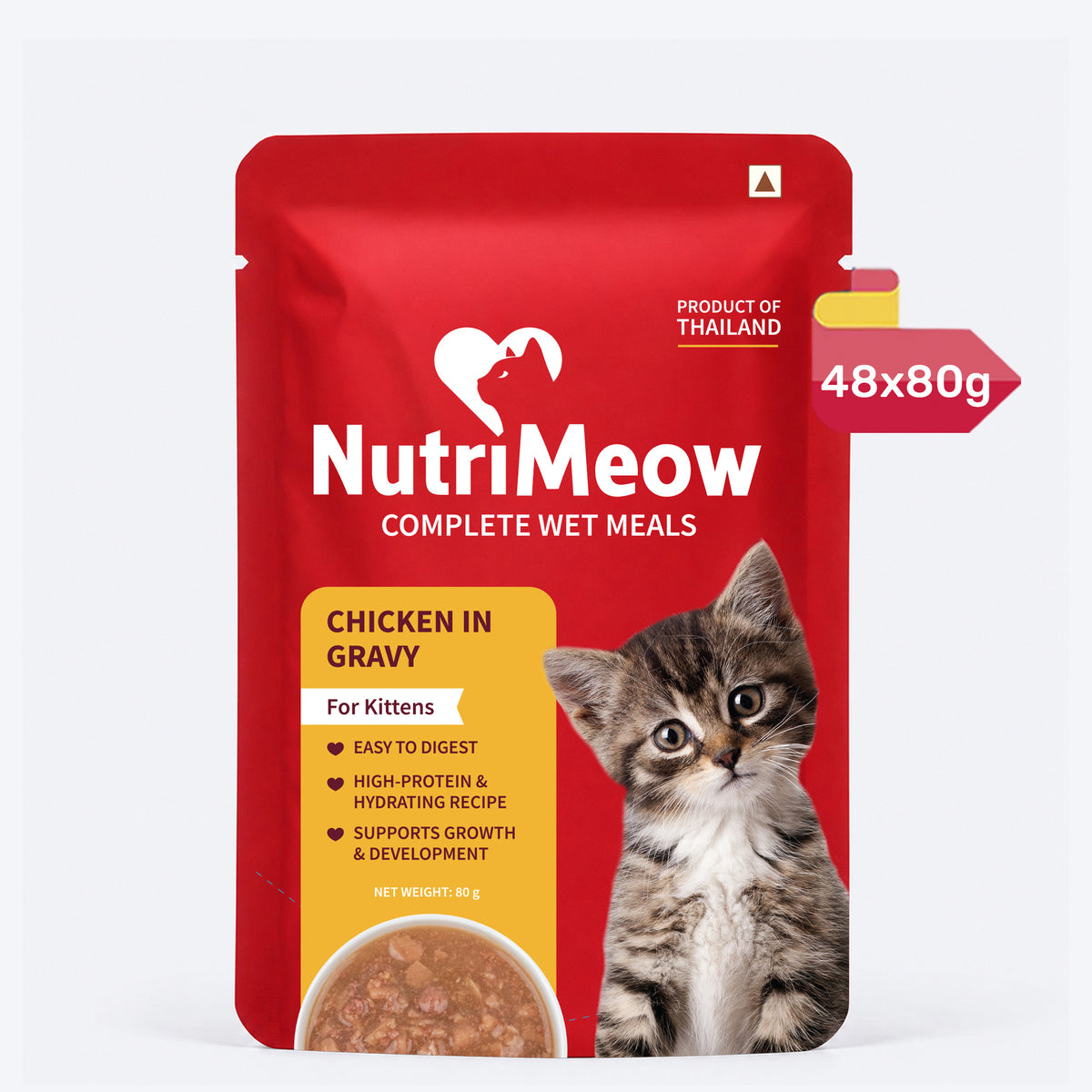 NutriMeow Chicken in Gravy Wet Food For Kitten - 80 gm