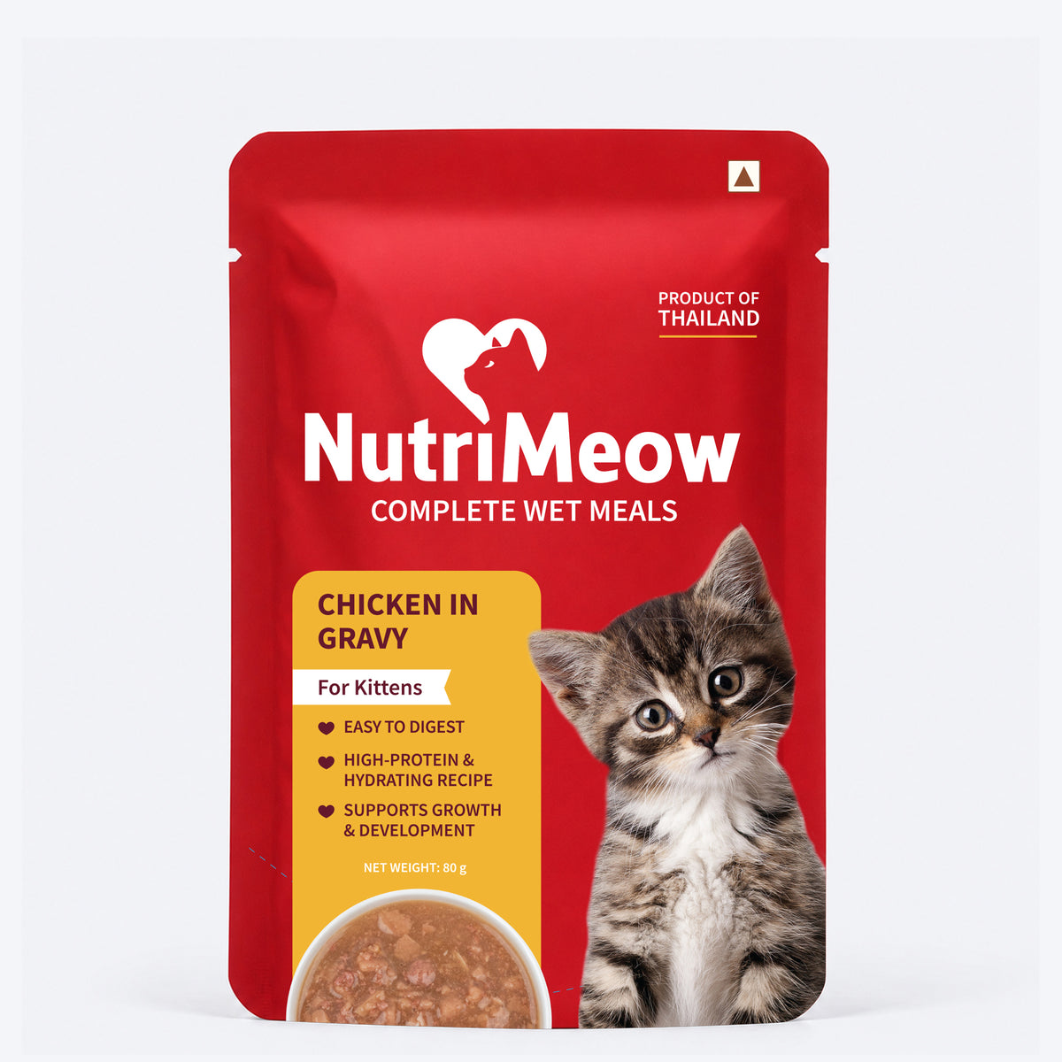 NutriMeow Chicken in Gravy Wet Food For Kitten - 80 gm
