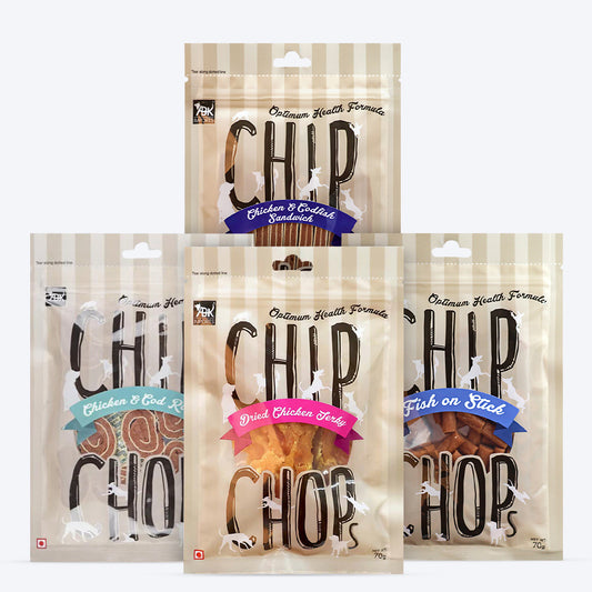 Chip Chops Dog Treat Best Seller Combo - Pack of 4 - Heads Up For Tails