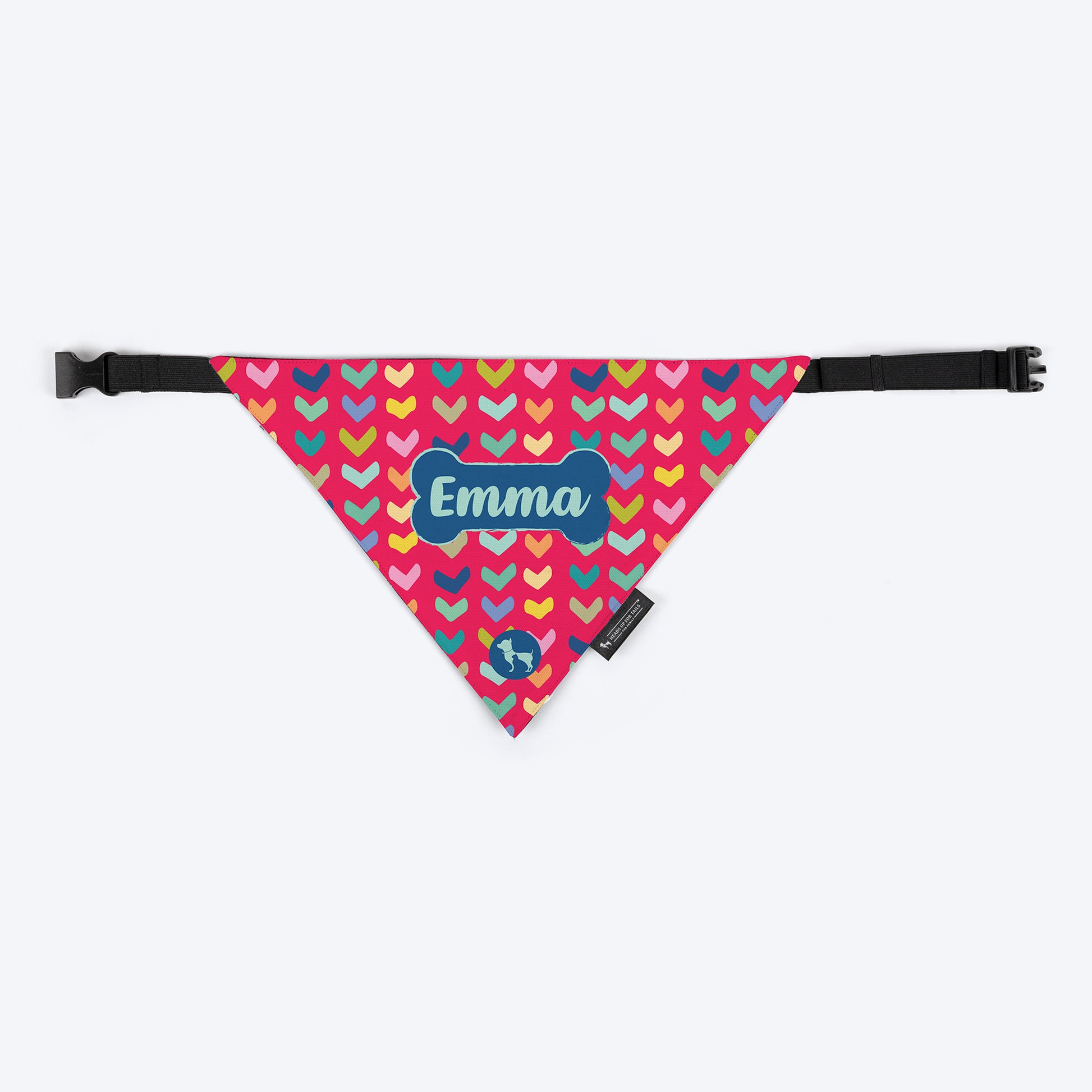 HUFT Heart To Heart Personalised Dog Bandana - Red - Heads Up For Tails