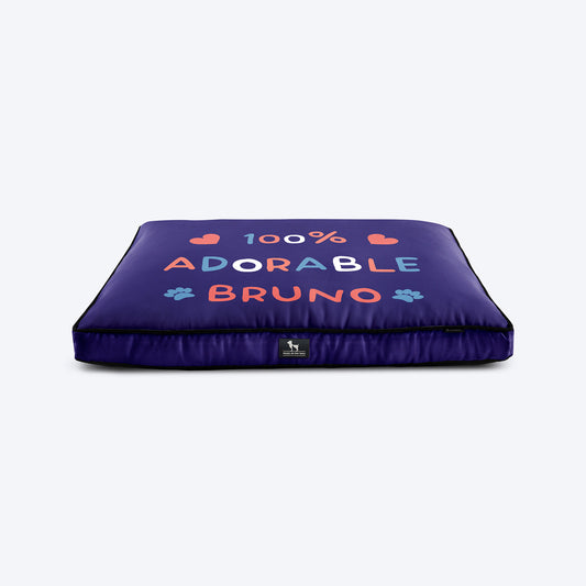 HUFT Personalised 100% Adorable Flat Bed For Dog - Dark Blue - Heads Up For Tails