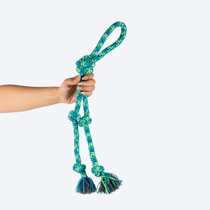 HUFT Tuggables Mighty Knots Rope Toy For Dog - Blue & Green - Heads Up For Tails