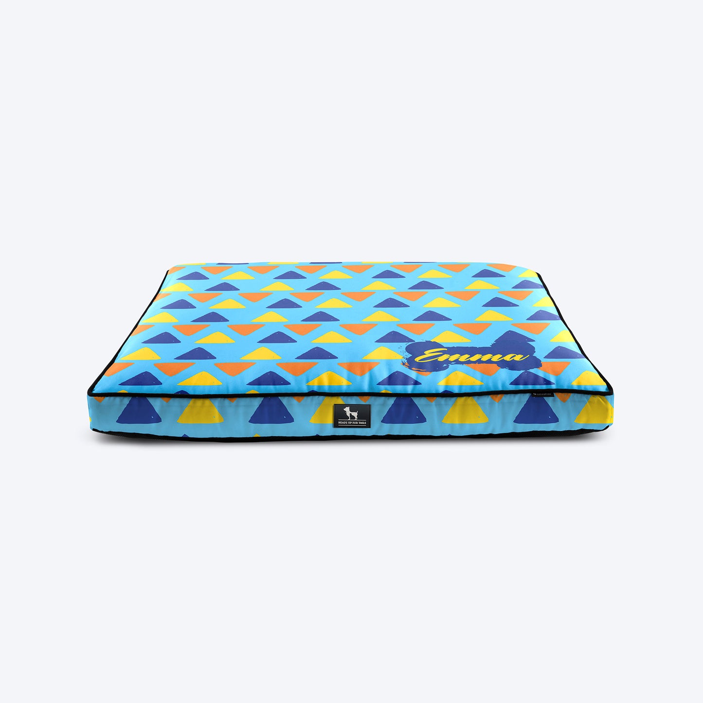 HUFT Tri Tile Triangle Personalised Flat Bed For Dog - Sky Blue - Heads Up For Tails