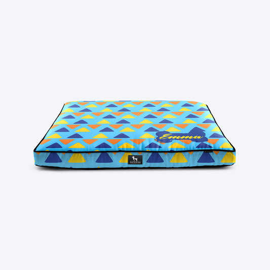 HUFT Tri Tile Triangle Personalised Flat Bed For Dog - Sky Blue - Heads Up For Tails